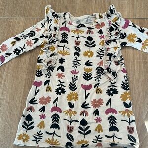 2T flower spandex dress with ruffles